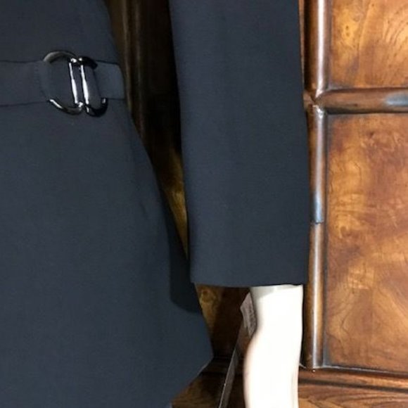 Kasper Portofino Black Gunmetal Bamboo Button D-Ring Waist Jacket - Picture 12 of 16